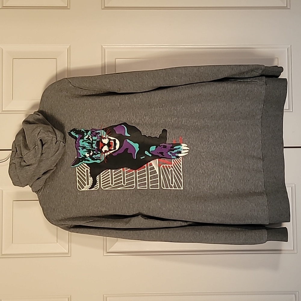 Puma Women's Gray Hoodie Fleece Sweatshirt Oversized Size: Large